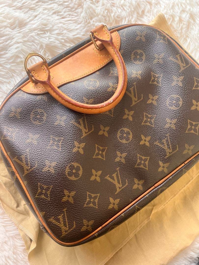 Authentic Louis Vuitton Monogram Trouville Handbag M42228 Brown PVC w/Dust Bag