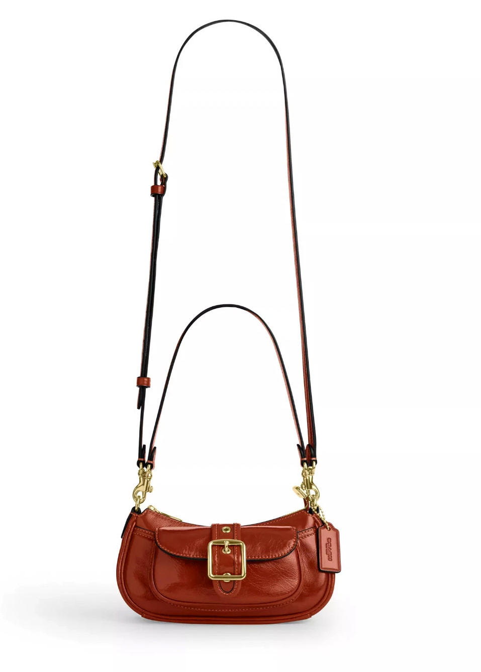 COACH Ashton Mini Shiny Crinkle Leather Shoulder Bag Cinnamon CDB19 NEW🎀NWT NIP