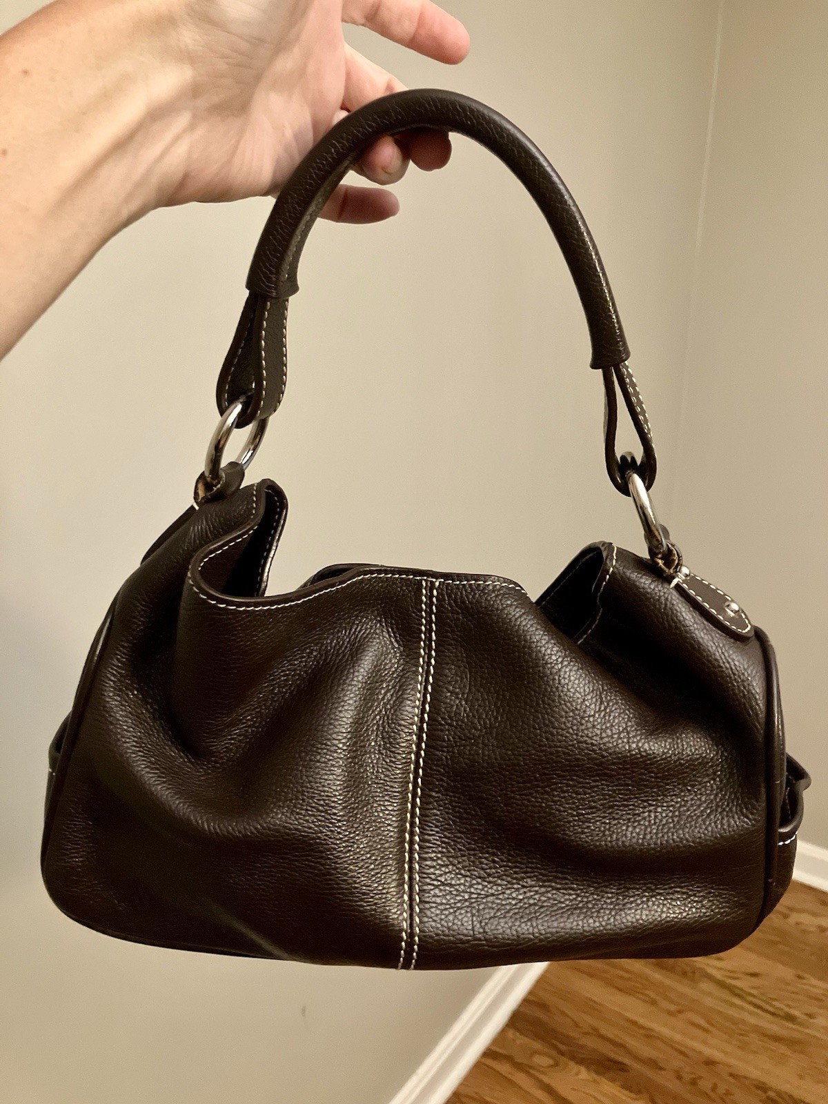 Vintage streetwear y2k luxury Tod’s Leather Hobo Handle Bag Brown Purse Classic