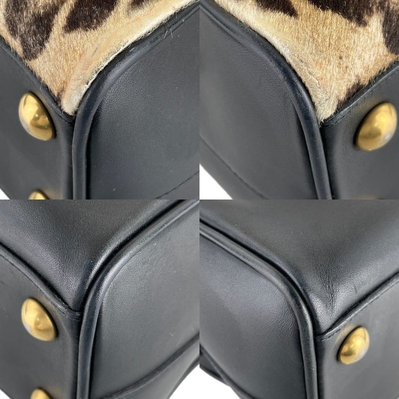 Saint Laurent Baby Duffle 2way Leopard Leather Unborn Calf Shoulder bag 4746