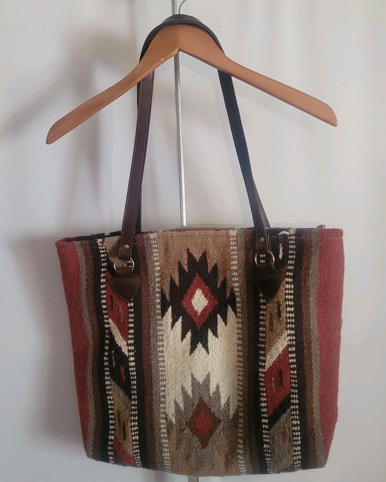 EL PASO SADDLEBLANKET CO. Wool Tote Tapestry Aztec Southwestern Handbag