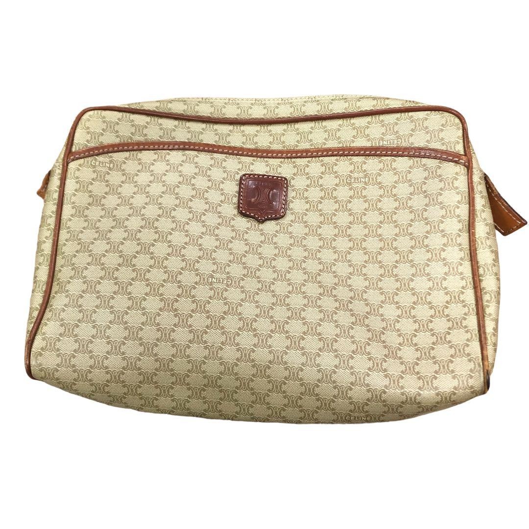 CELINE Macadam Handbag PVC Leather Second Bag 19cm 27.5cm 7cm Vintage