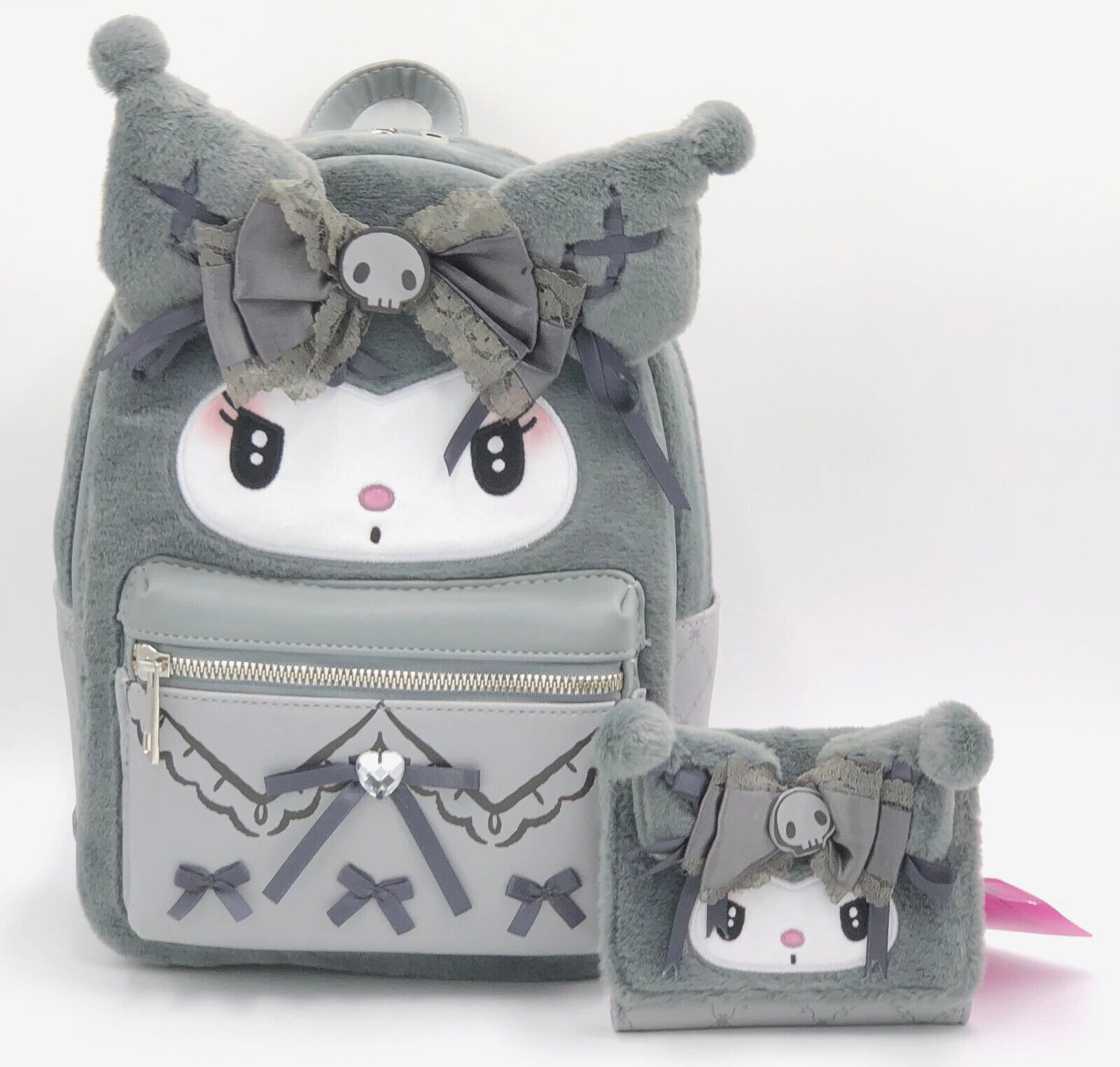 Her Universe Kuromi Lolita Figural Mini Backpack & Fuzzy Mini Wallet Set