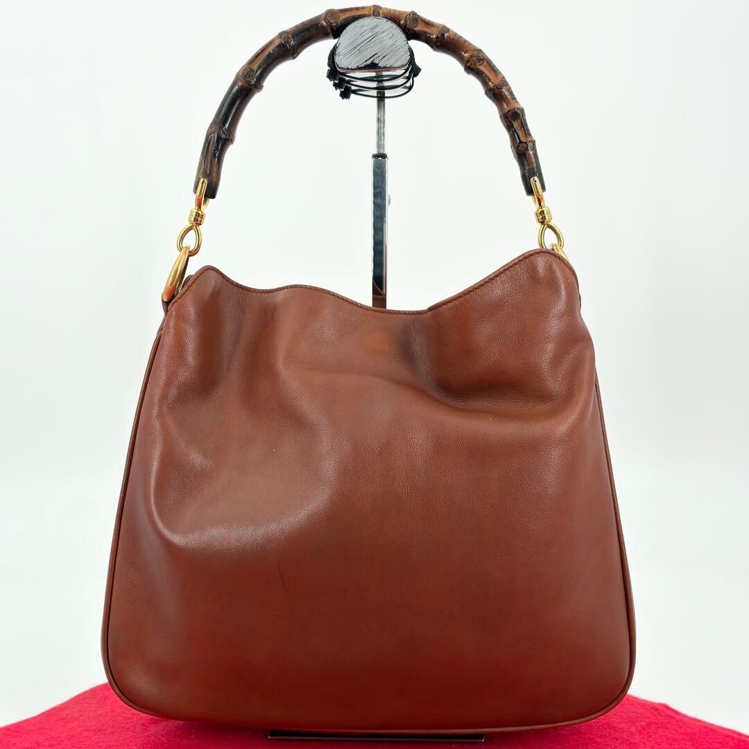GUCCI One Shoulder Bag Leather Brown Vintage Authentic From Japan