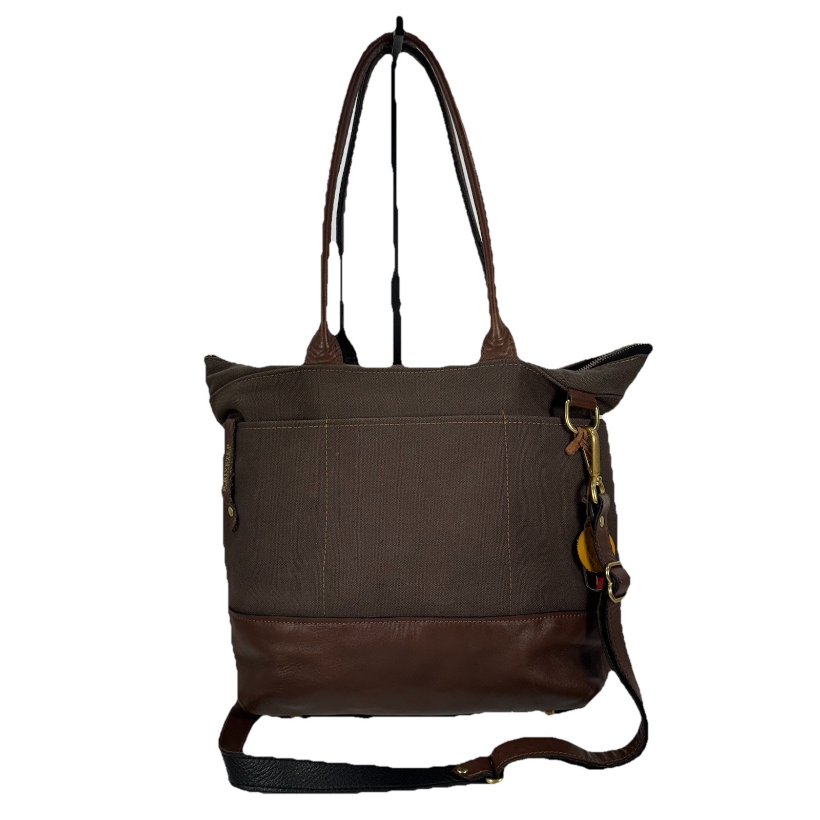 R. Riveter Otto Tote Convertible Satchel Crossbody Washed Canvas Brown On Brown