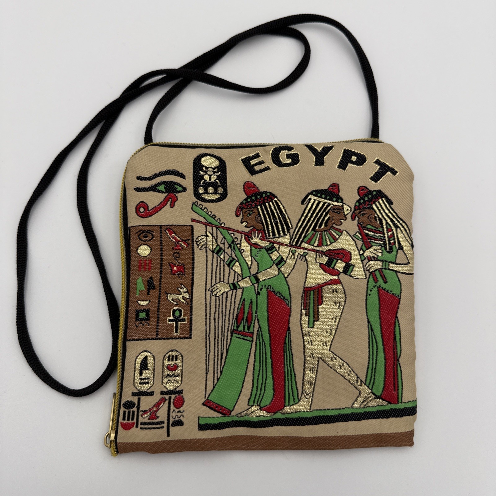 Vintage Amazing Egyptian Canavas Women’s Cross Purse Handbag Handmade In Egypt!!