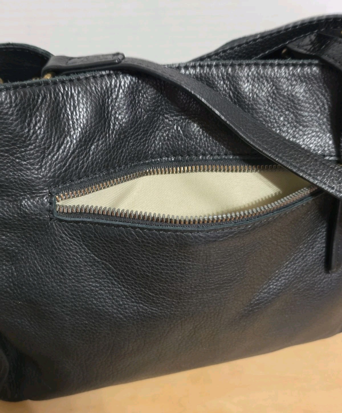 AMERICAN Leather Co LENOX Black Triple Entry Satchel Shoulder Bag Purse Clean EC