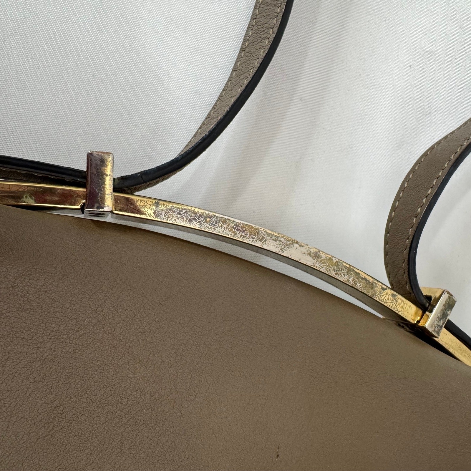 Marni Sculpture Leather Flap Olive Taupe Shoulder Bag