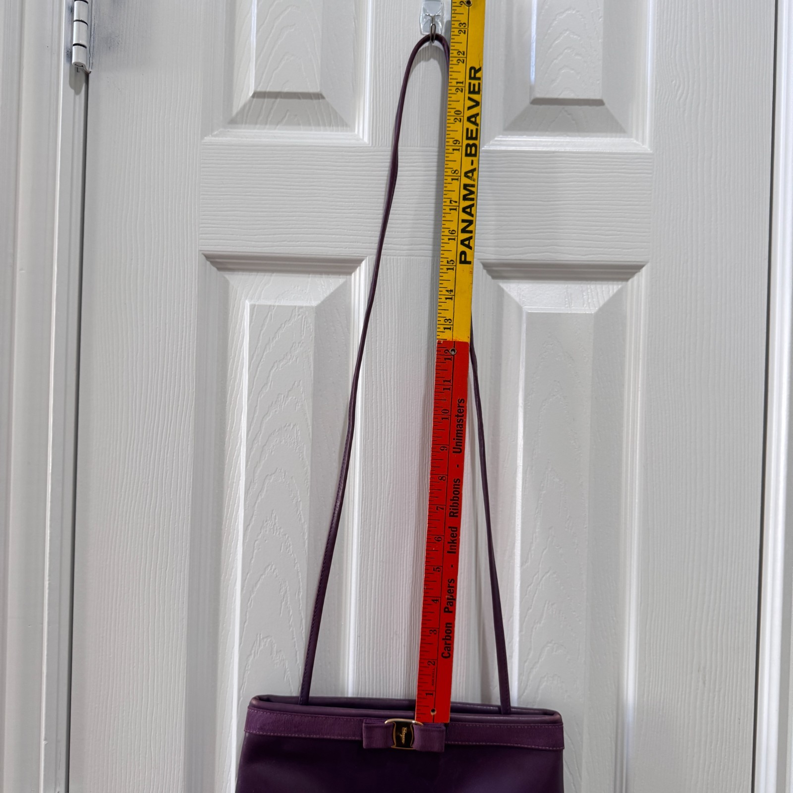 Salvatore Ferragamo Vara Bow Purple Leather Shoulder Crossbody Bag Italy As Is