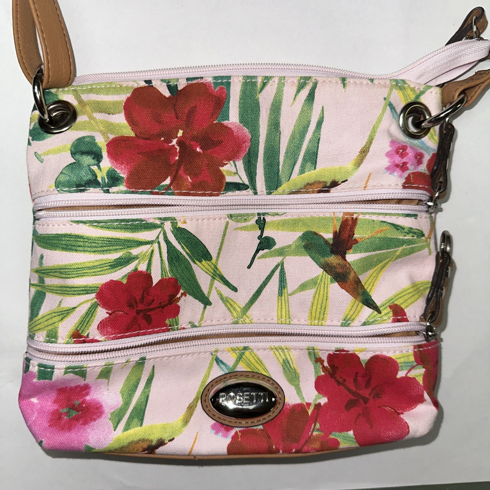 Rosetti Women’s Floral Print Multi Pocket Over The Shoulder Small Purse