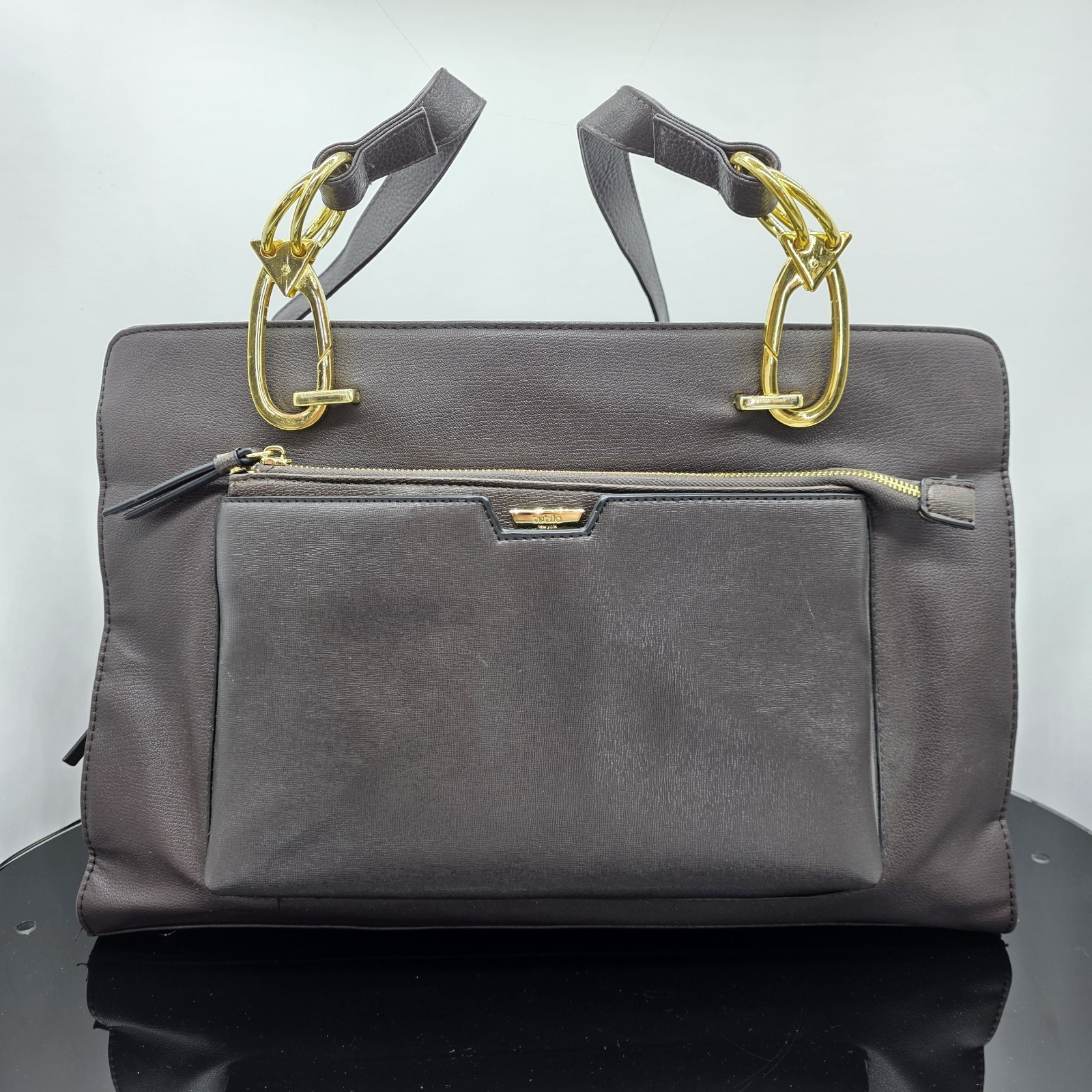 Workwear Tutilo New York Tote Bag Women Brown 17×11.5×5.5in Gold Hardware Office