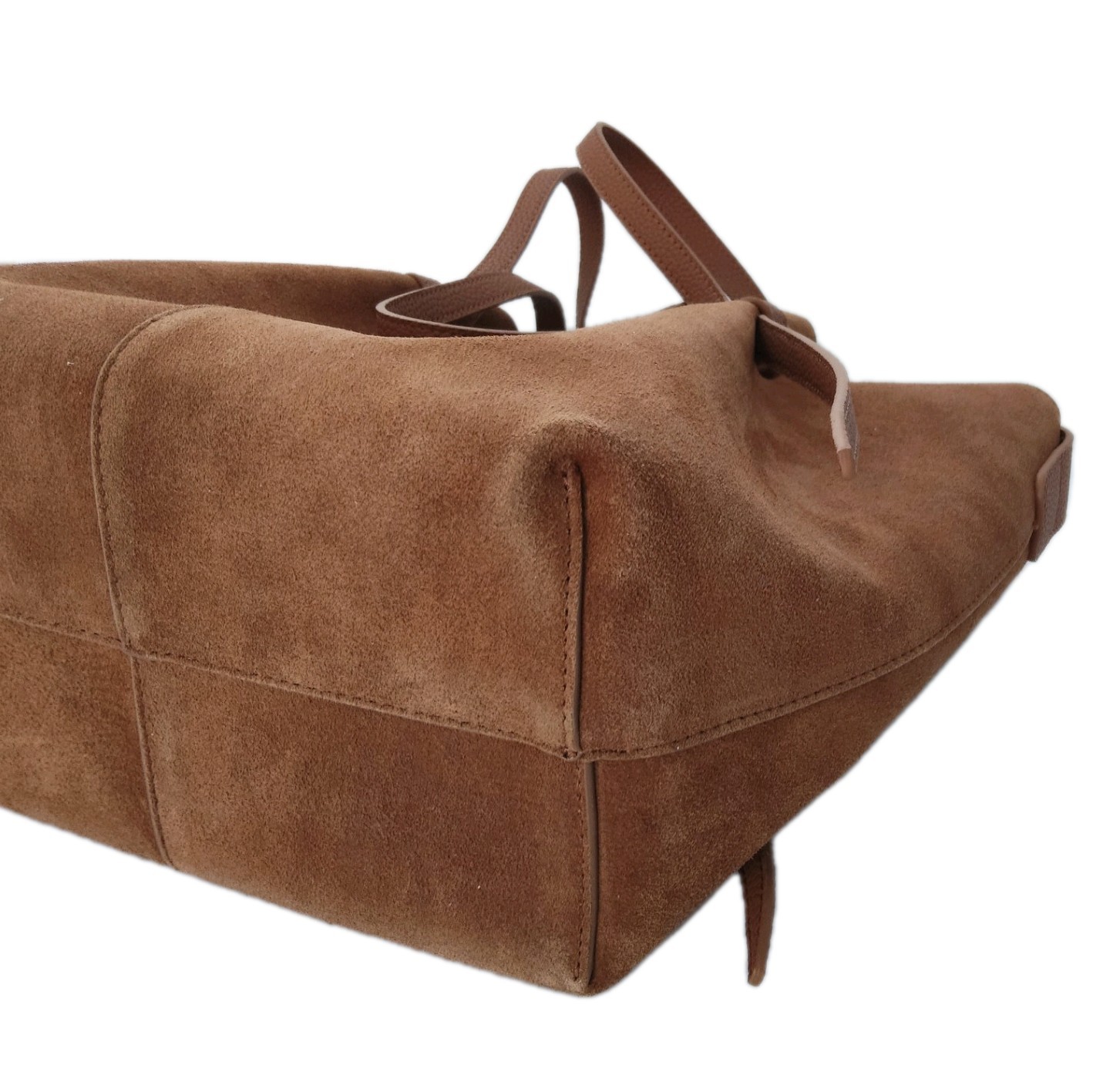 Tiffani And Fred Paris Suede Tote Bag in Brown. 11.8×9.8×5.9. Pre-owned.