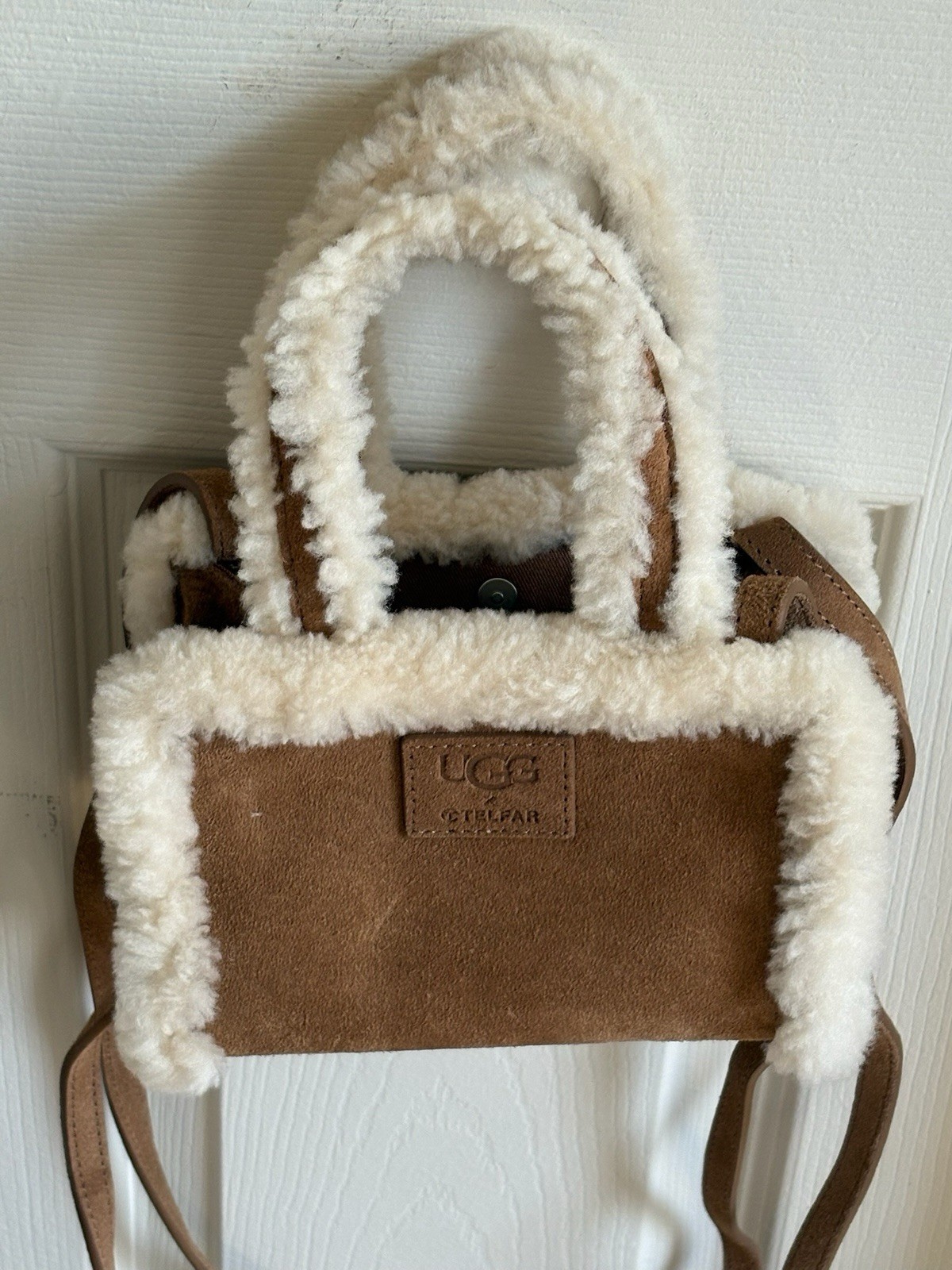 UGG x Telfar Mini Crossbody Bag Brown/Cream, Top Handle, Magnetic, Dust Bag
