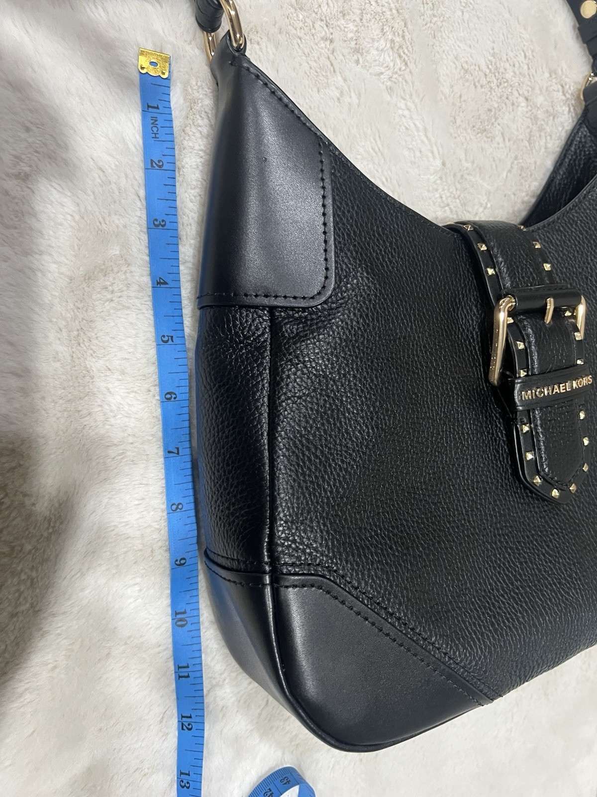 Timeless Michael Kors Black Studded Buckle Accent Shoulder Bag for Women NWOT