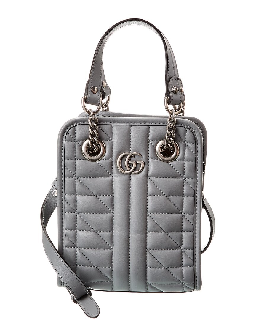 Gucci Gg Marmont Mini Leather Shoulder Bag Women’s Grey