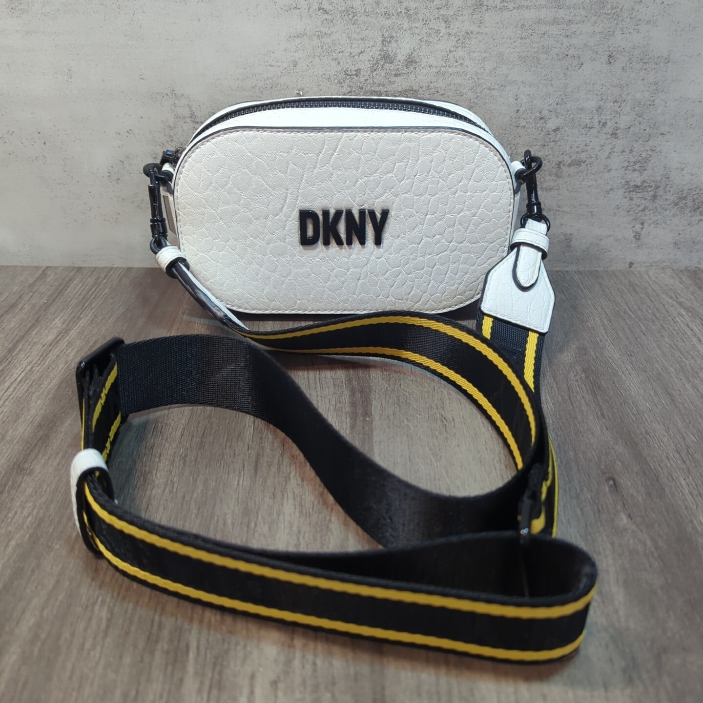 DKNY Logo Odette Camera Mini Bag Nylon Web Strap 7 1/4″ W x 4 1/2″ H x 2 3/4″ D