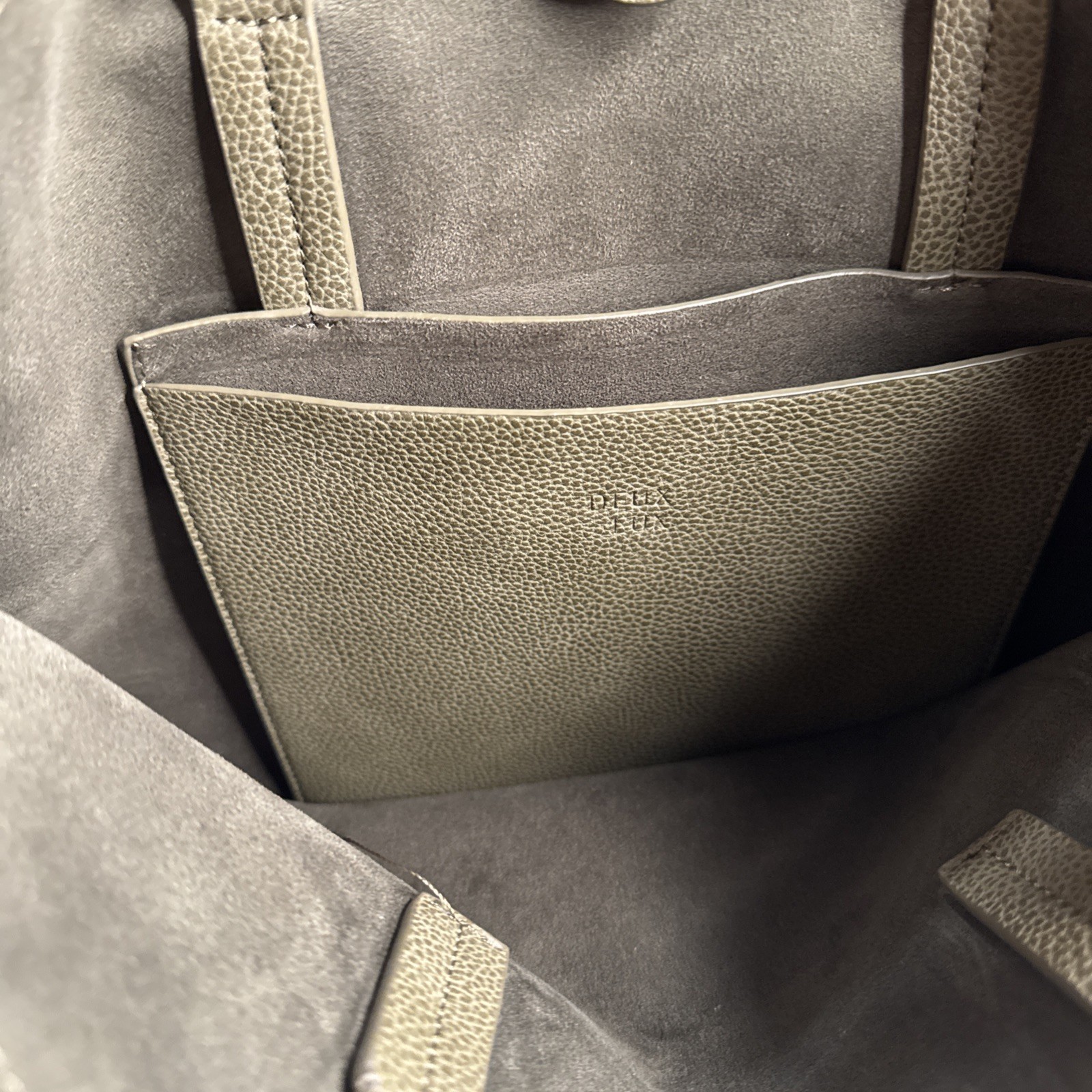 Deux Lux Large Faux Leather Tote Handbag Olive green w/o Strap