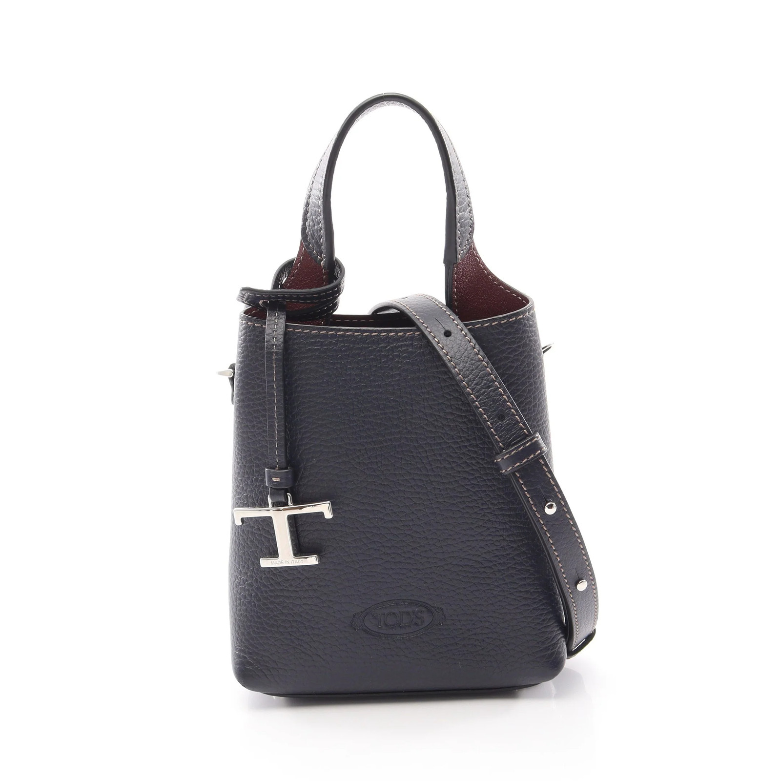 TOD’S T 2WAY Handbag Navy Leather #RCB13716