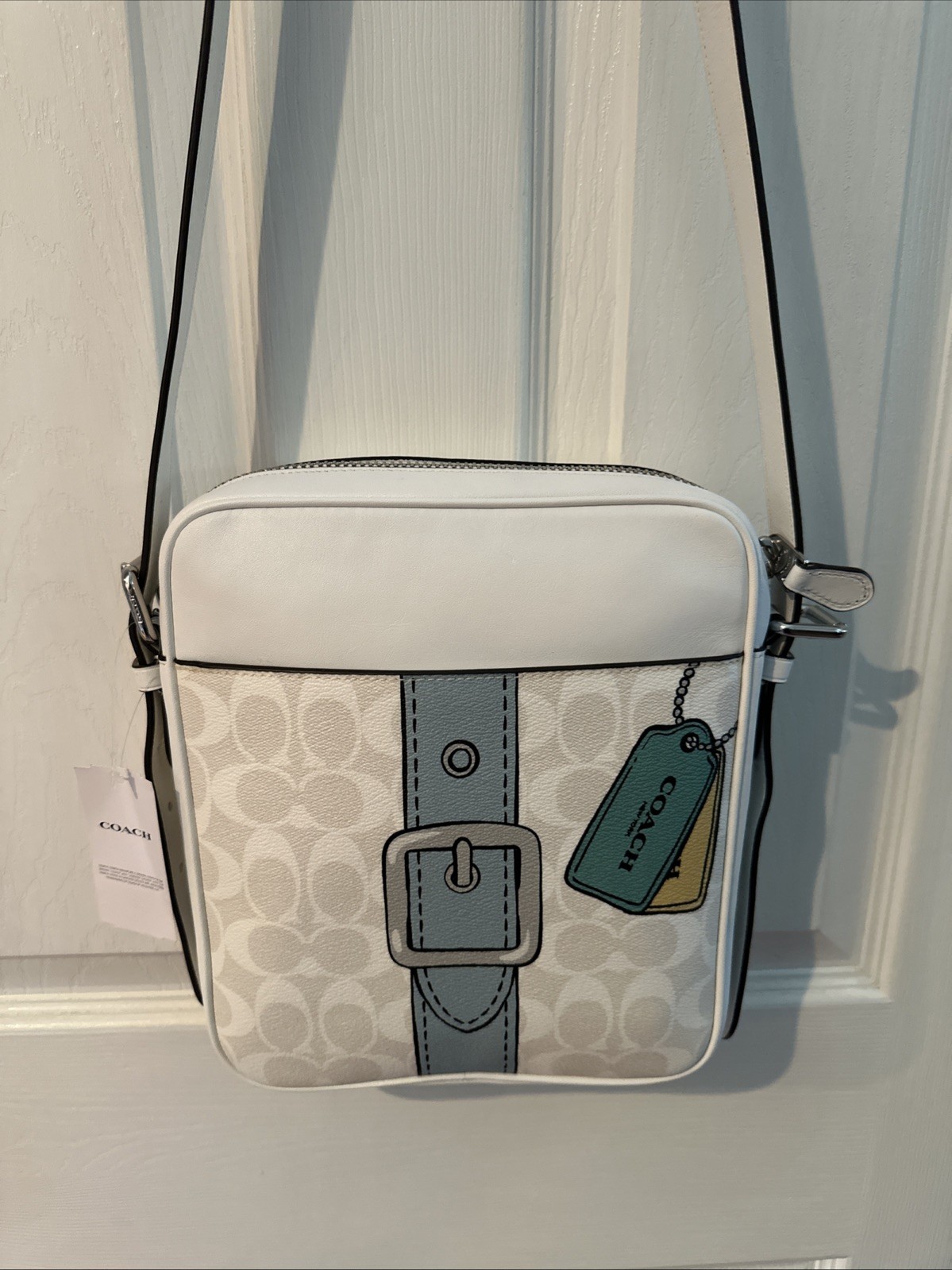 Coach (CH200) Unisex Hudson 21 Medium Chalk L’oeil Print Coated Canvas Handbag
