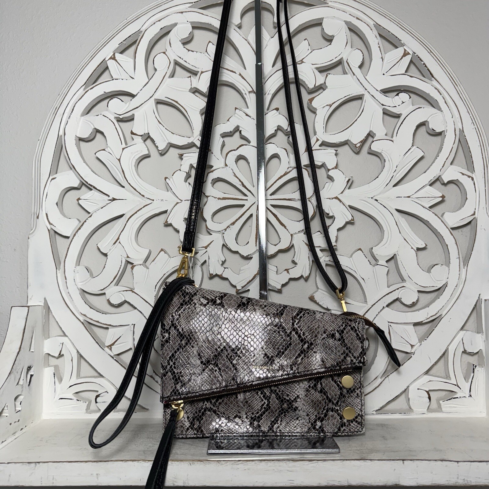 Hammitt Curtis Crossbody Contrast Snake Brushed Gold