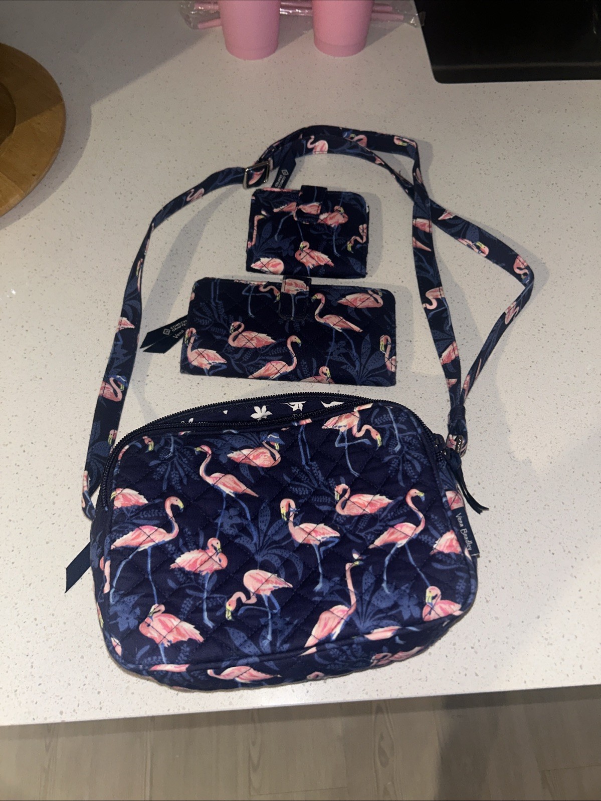 Vera Bradley Flamingo Fiesta Crossbody/2 Wallets