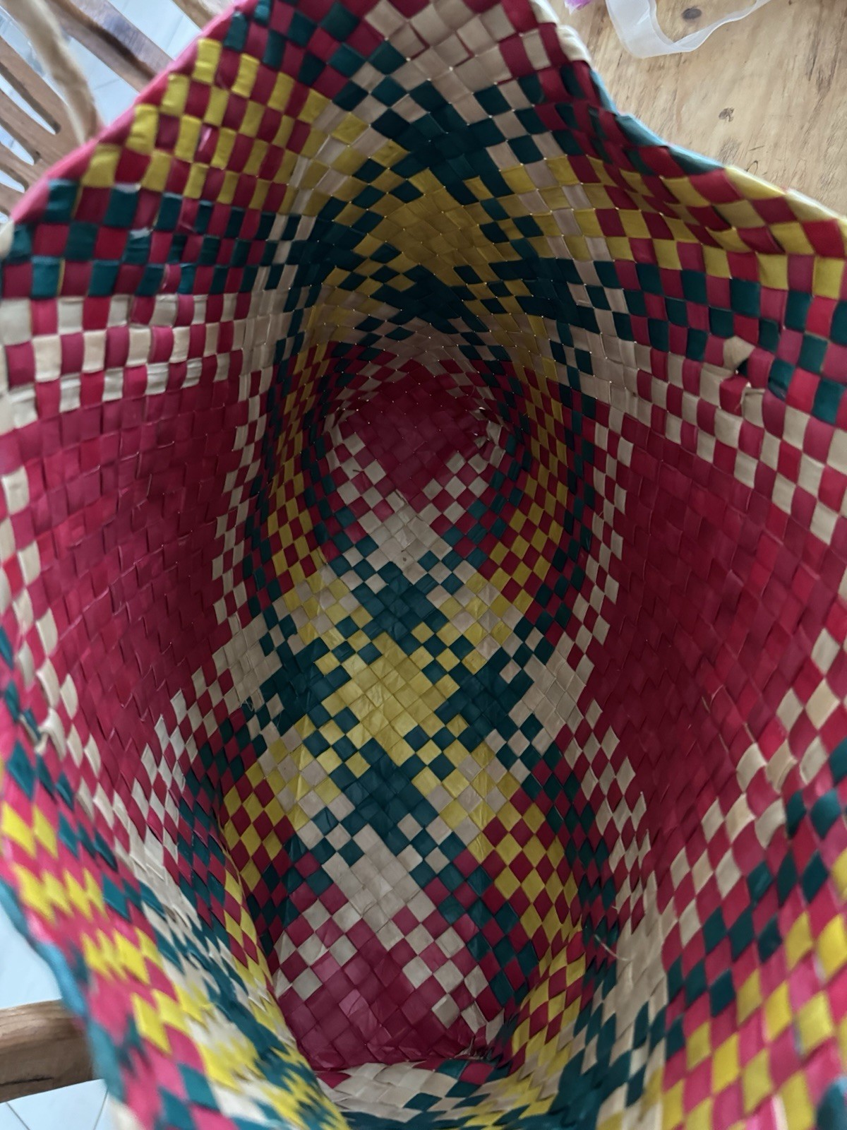 Handwoven Palm Tote Recycled Bag Multicolor Mexican Style