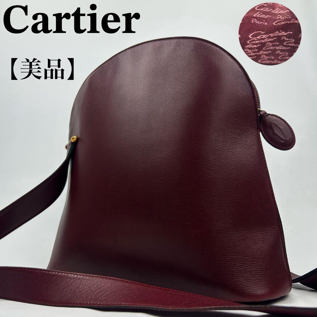 Cartier Shoulder Bag Leather Must de Cartier Women Used Authentic