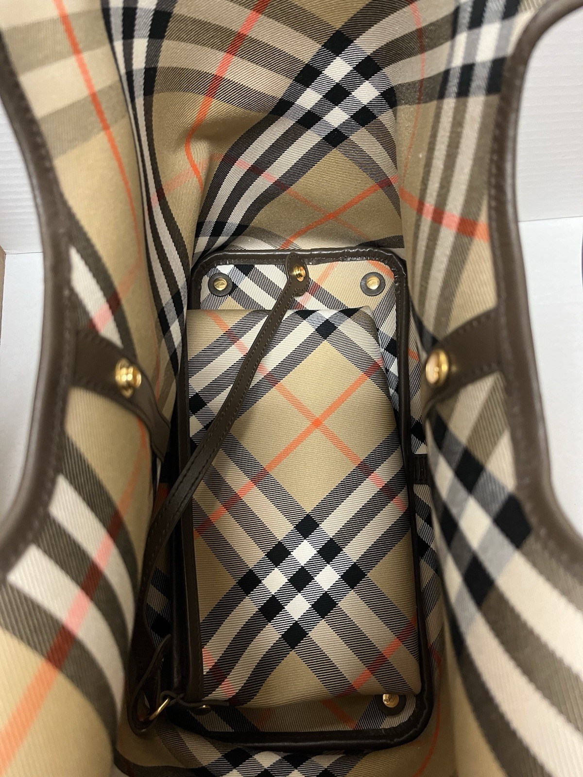 Burberry Small Check Cotton Twill Tote Bag Sand