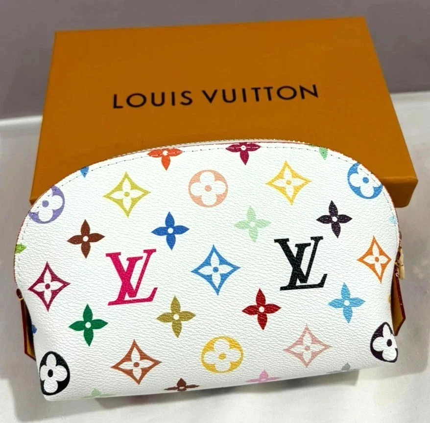 LOUIS VUITTON Multicolor Pochette Cosmetic PM Pouch White