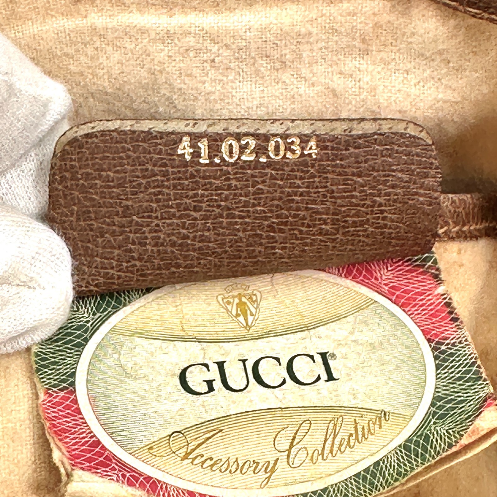Vintage Gucci Sherry GG PVC Leather Shoulder Drawstring Hand Bag Brown 41 02 034