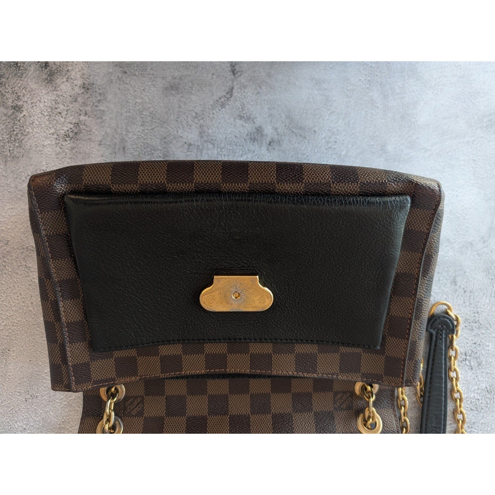 Authentic Louis Vuitton Damier Ebene Vavin crossbody shoulder chain bag