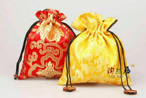 Wholesale10Pcs Chinese Silk Satin Drawstring Candy Gift Pouchs Bags Jewelry Bags