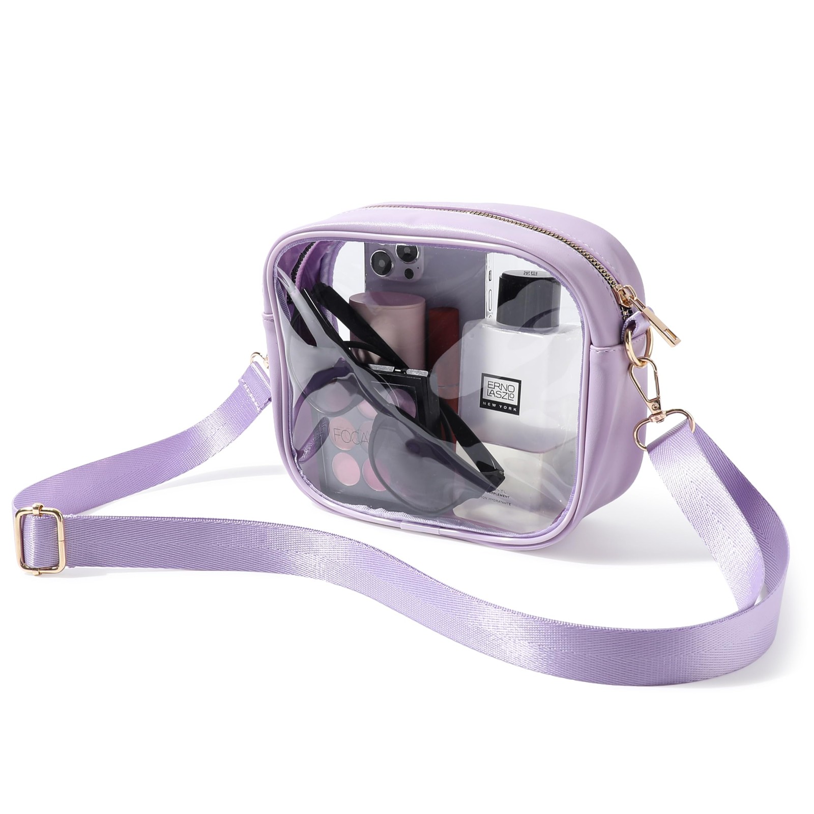 Clear Purse Crossbody Bag for Women Stadium Approved, Small Leather Clear Bag…
