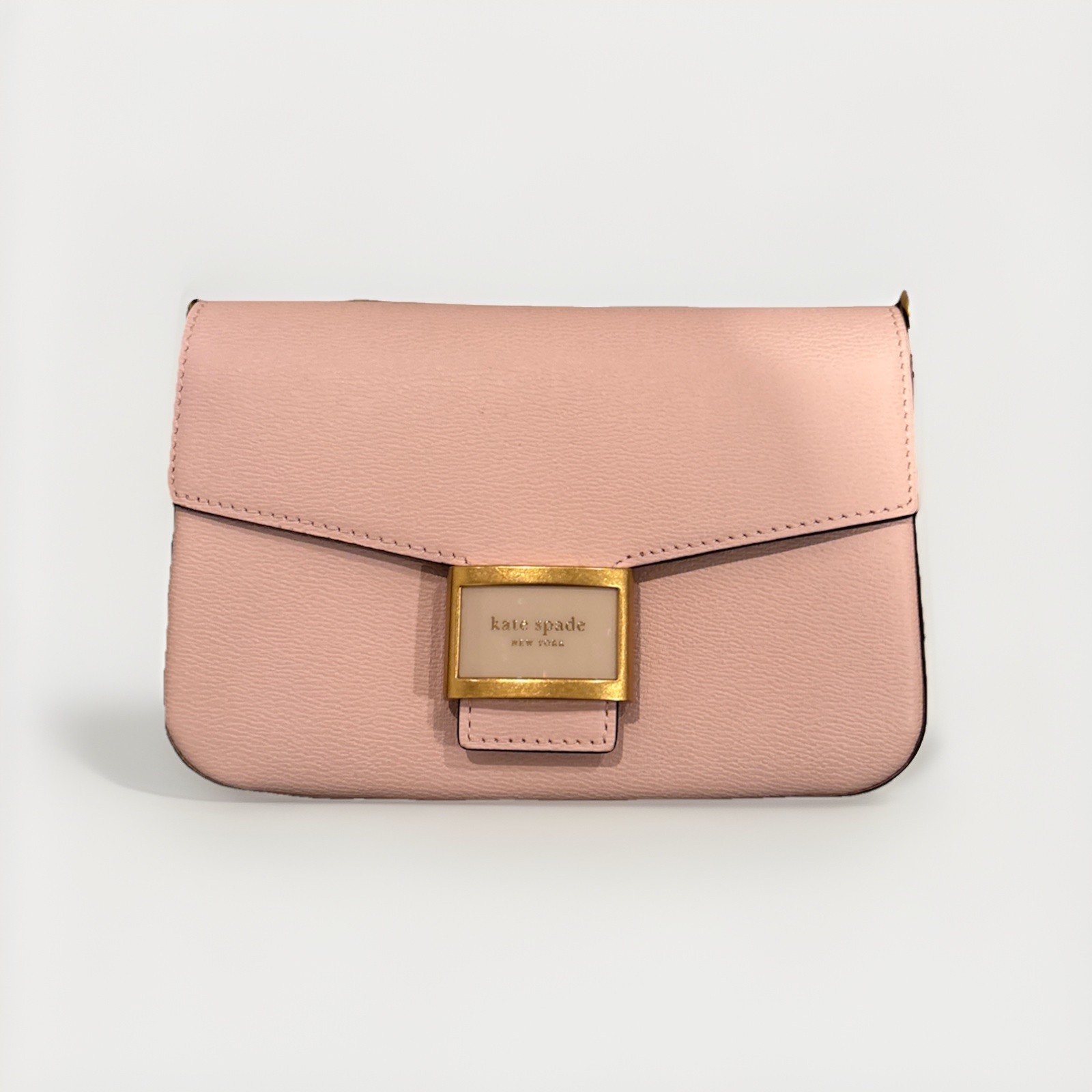 KATE SPADE Katy Textured Leather Flap Chain Crossbody – Antique Pink