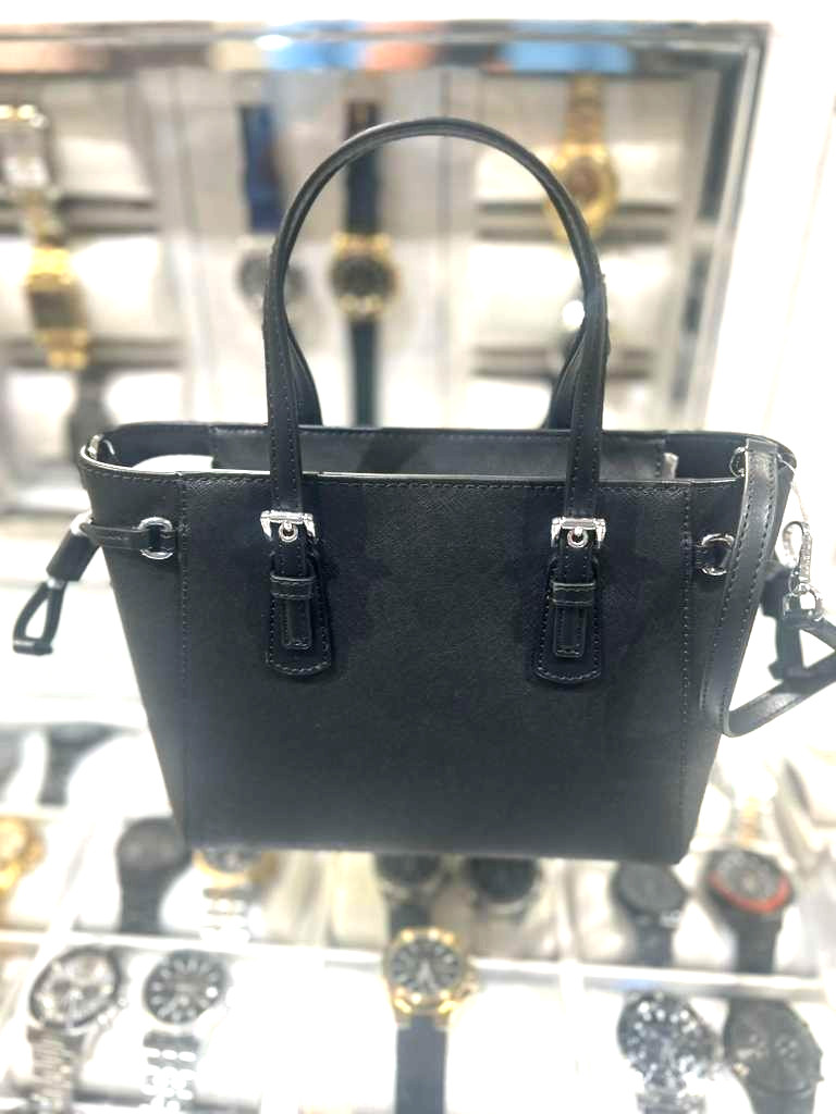 Michael Kors Voyager Women Extra-Small Leather Top Zip Tote MK Bag Black
