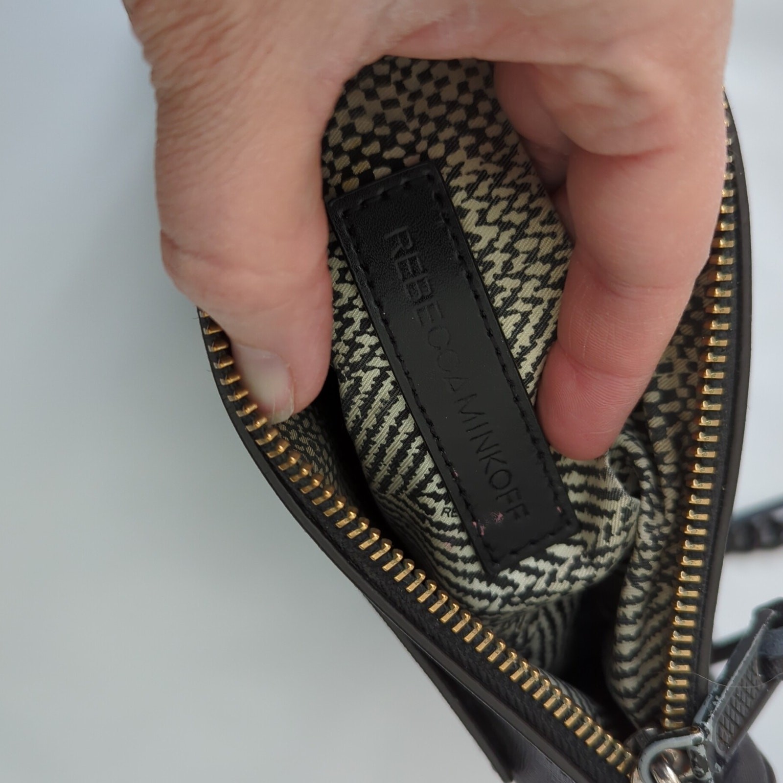 Rebecca Minkoff Crossbody Black Purse Matte Textured Tassel Chain Zipper Bag