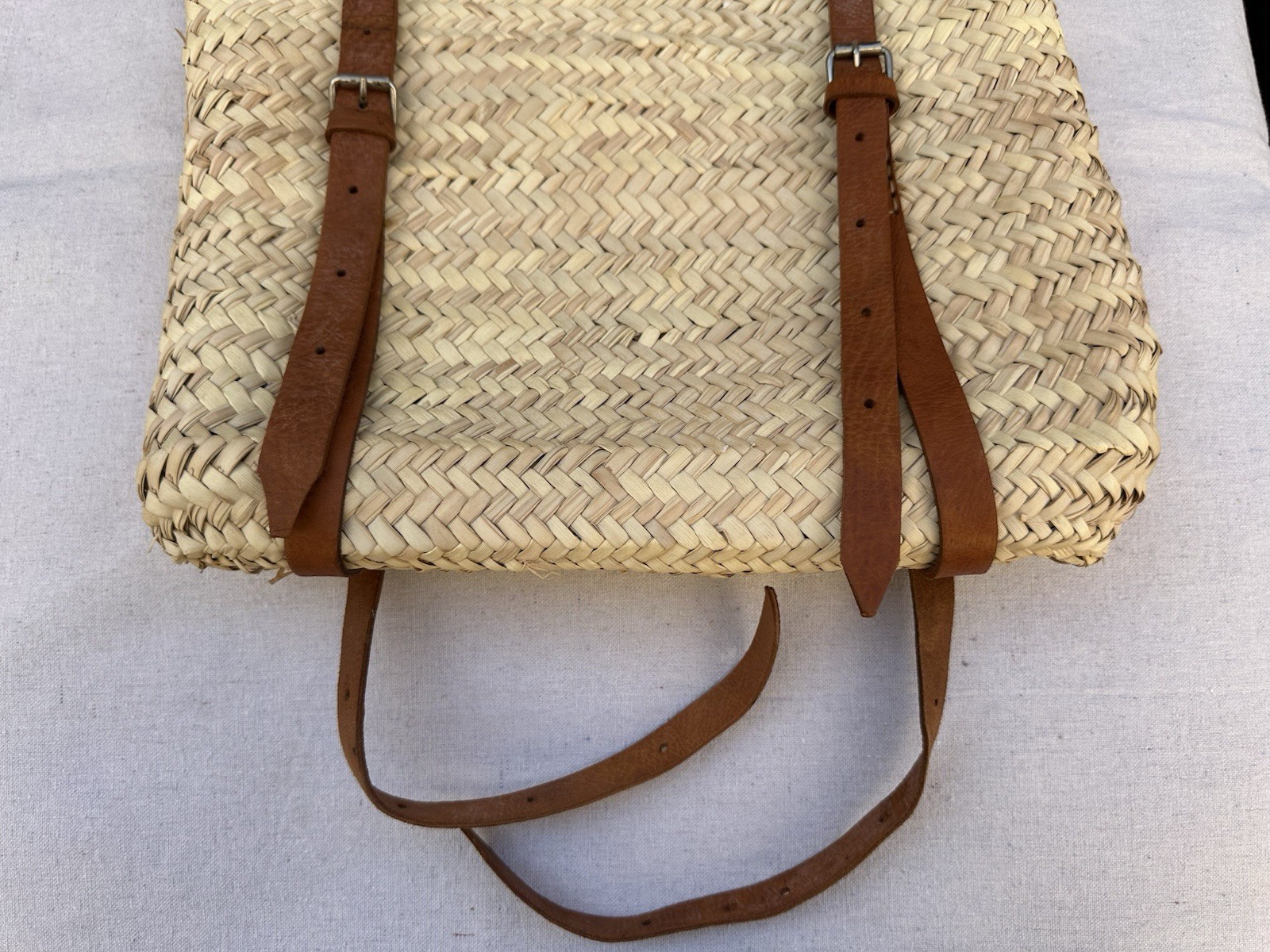Large Natural Straw Backpack & Tote Bag French Boho Shopping Beach Travel Picnic