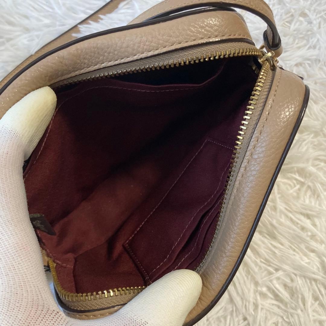 Coach Shoulder Bag Camera Bag Jamie Leather Zip Closure