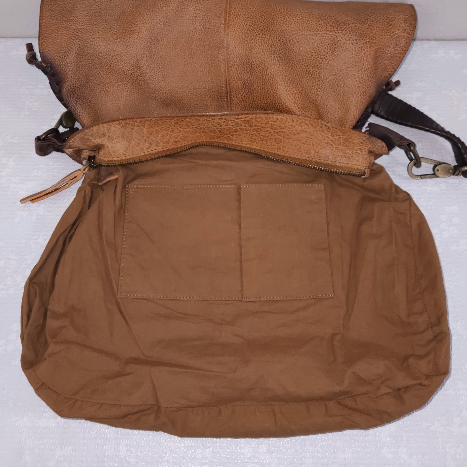Free People We The Free Saratoga Satchel Brown Leather Hobo Shoulder Tote Bag