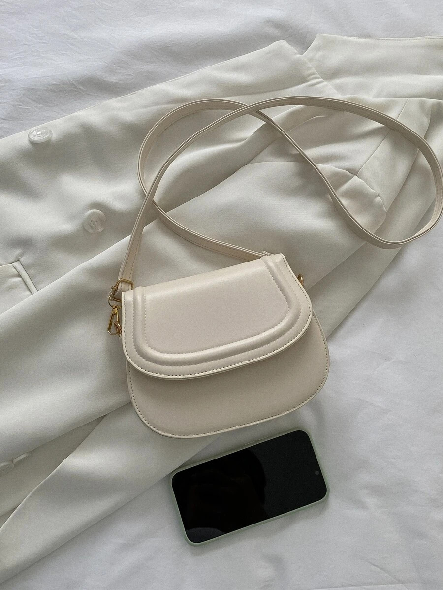 Mini Saddle Bag Flap Adjustable Strap Geometric Casual Crossbody Shoulder