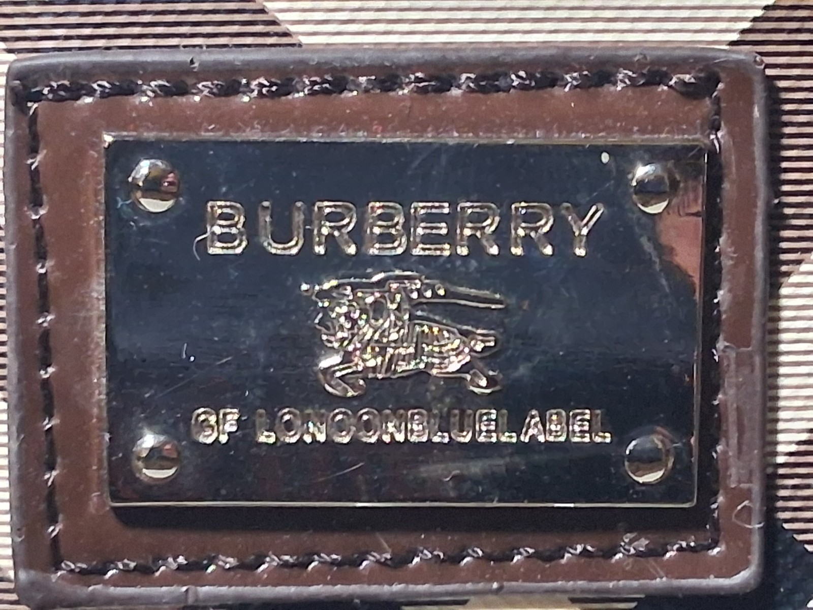 Vintage Burberry Blue Label Nova Check Satchel Bag Purse w/ Zipper Details