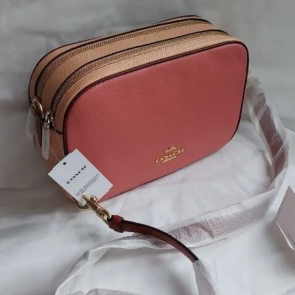 NWT Authentic Coach C7682 Jes Crossbody Colorblock Pebble Leather Faded Blush