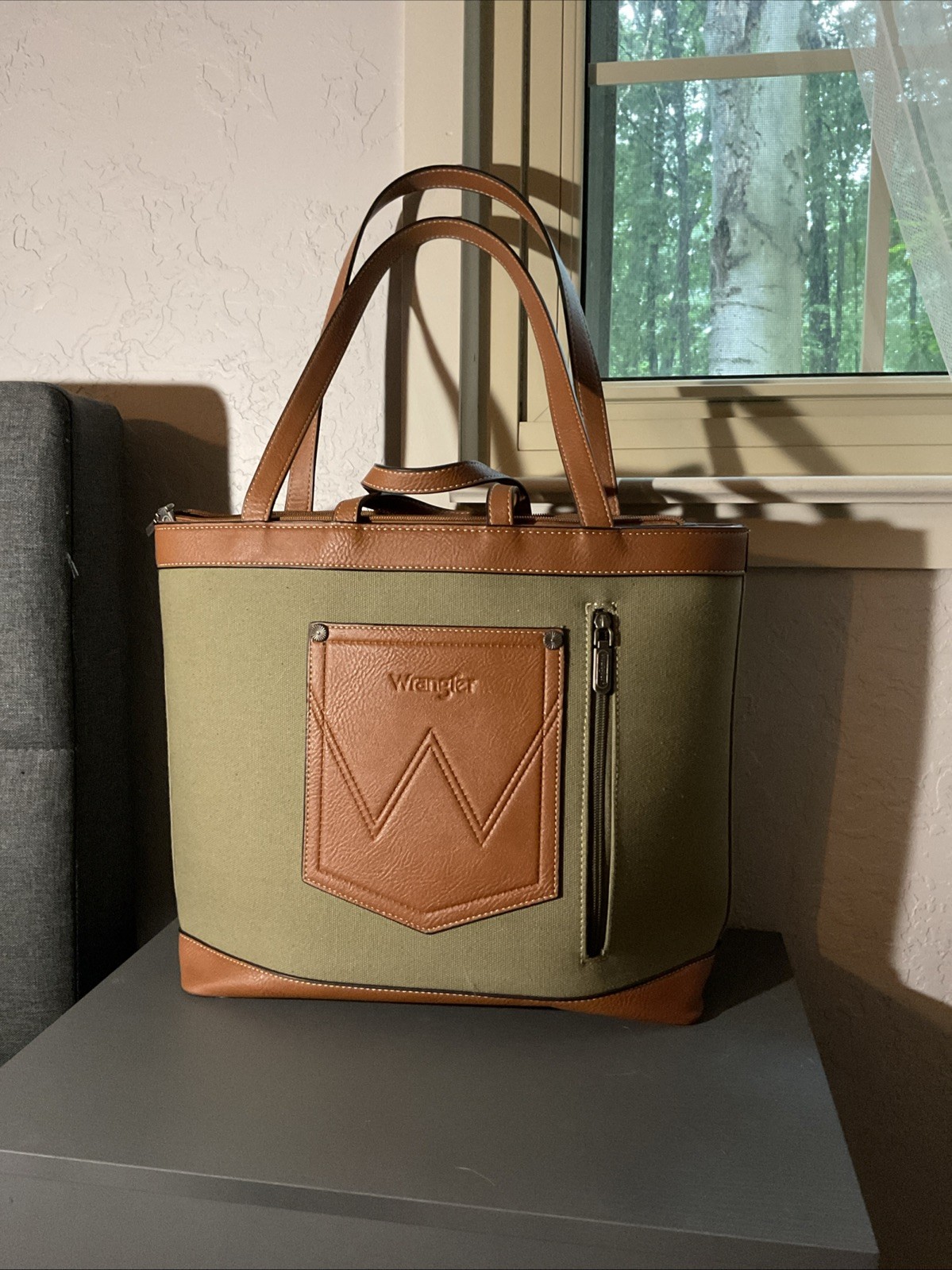 Wrangler Bag With A Pocket For iPad Or Book Denim And Faux Leather Lightweight