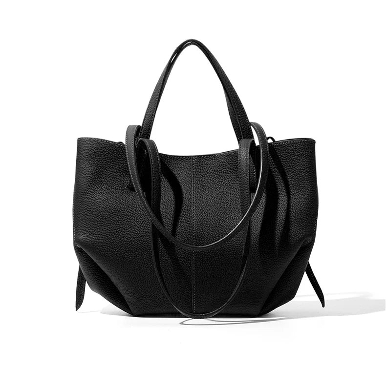 Top-Grain Cowhide Leather Large-Capacity Women’s Tote Bag, Versatile Minimalist
