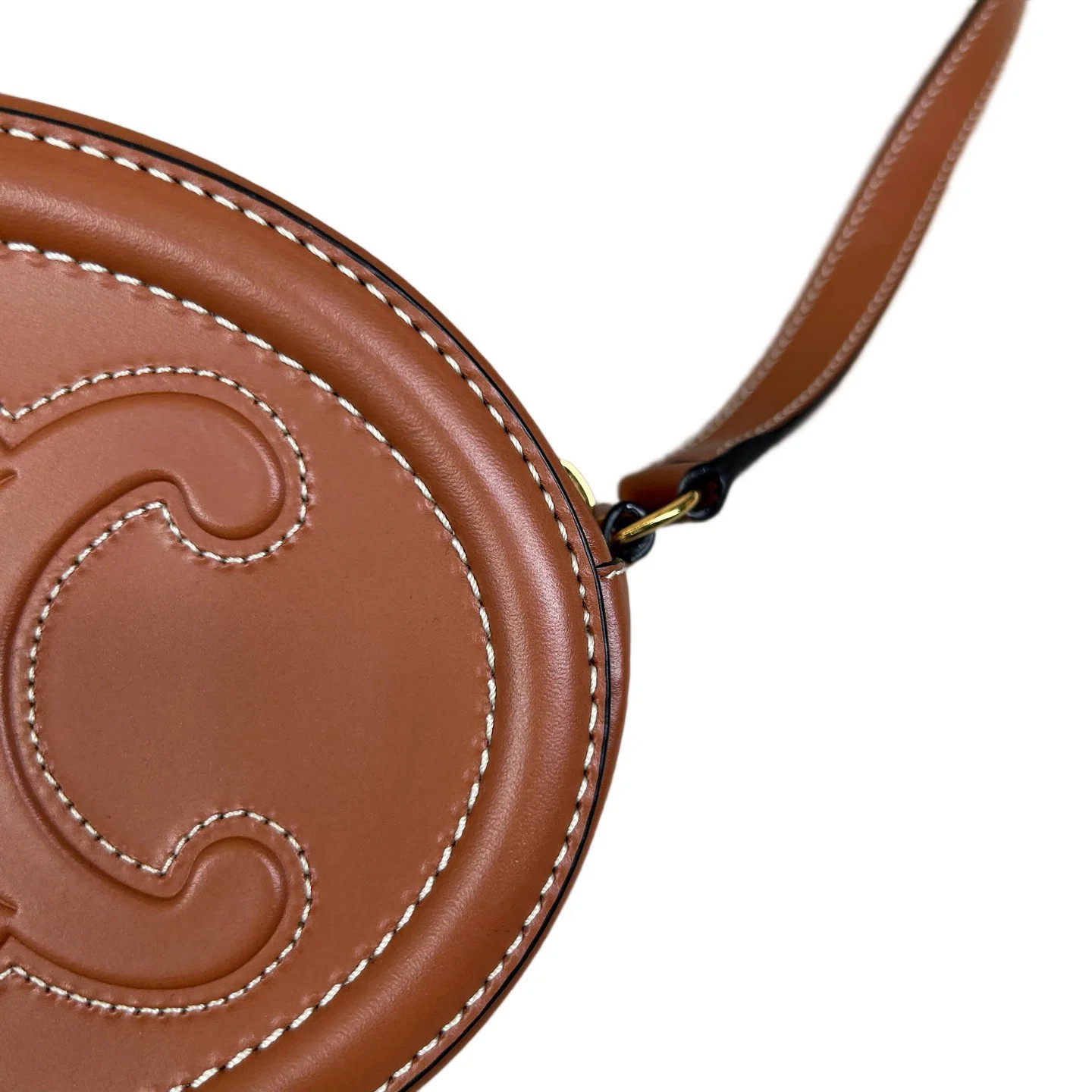 Celine Triomphe Triomphe Oval Crossbody Bag Tan Calfskin (dh071326a1r)