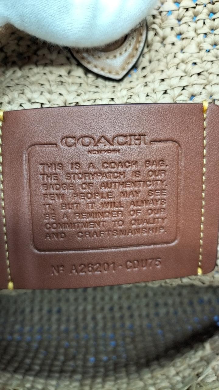 COACH Brooklyn Shoulder Bag 39 CDU76 Straw Natural Leather Trim w/Tag Auth