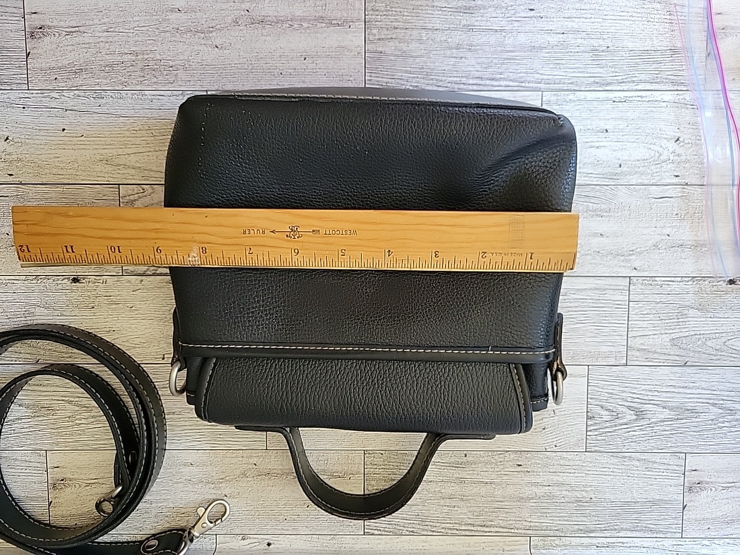 Espirit Black Leather Bag Pebbled Crossbody Top Handle Detachable Strap Purse