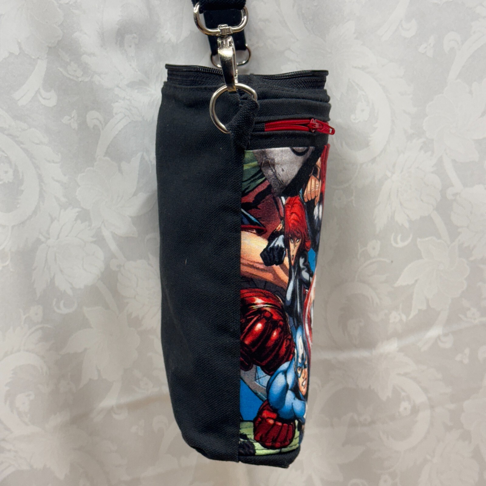 Avengers Crossbody Purse Bag Handmade Fabric Canavs Adjustable Strap, 3 pockets