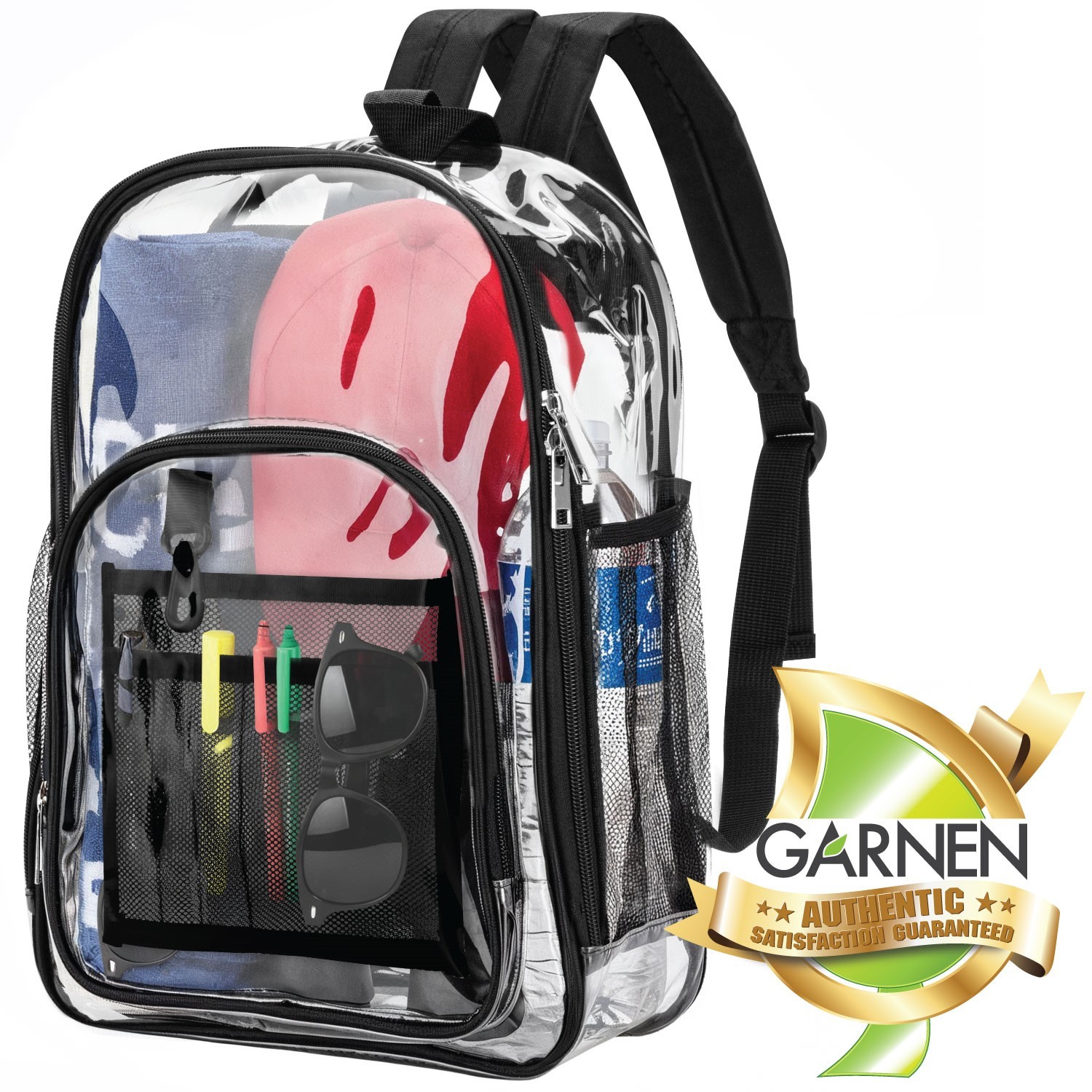 Garnen 14″ Clear Backpack Heavy Duty for Stadium Events School Transparent Bag