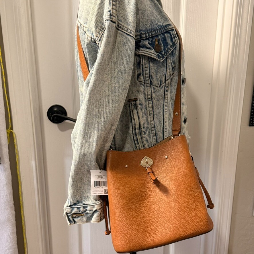 NWT Kate Spade Marti Small Bucket Bag WKRU7063 Warm Ginger Pebbled Leather